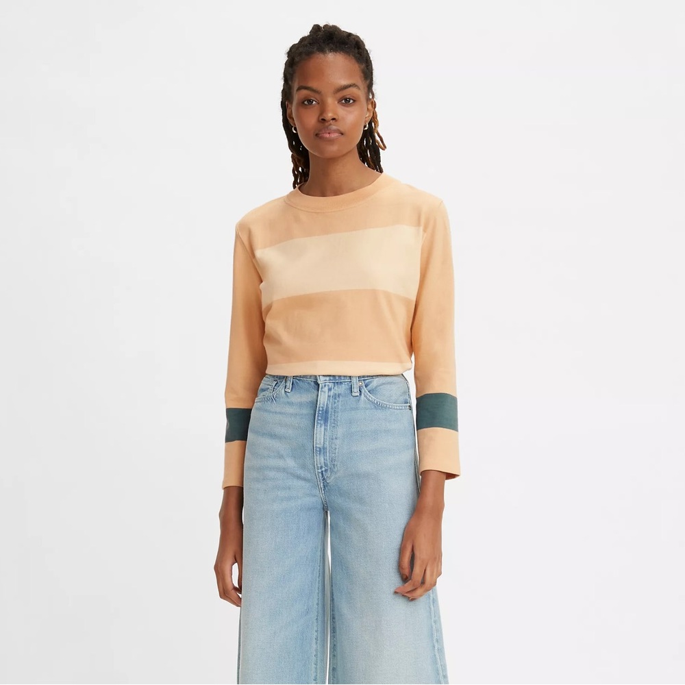 Levis Made & Crafted Shirt Womens Size Medium Color Block W Blue Wrist Stripes